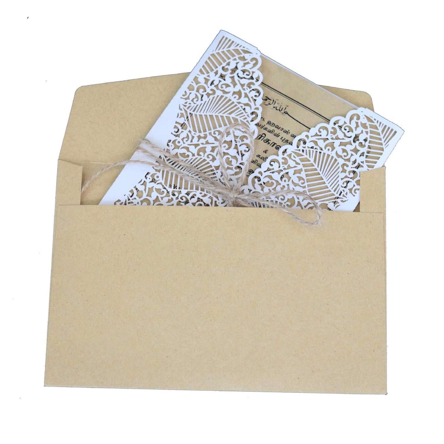 Vellum Paper Invitation Card With Envelope Wedding Card Design Laser Cut 